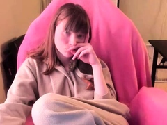Pink labia close up of naive brunette