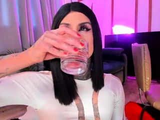 Shemale in stockings barebacked