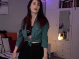 Cute curly brunette solo webcam masturbation