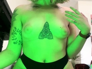 Brunette amateur babe strips off and masturbates