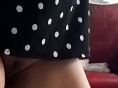 Asian shaved pussy No Panties dancing