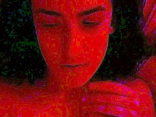 Busty curly brunette with big boobs fucks on couch